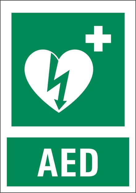 AED sticker met tekst 210 x 297 mm