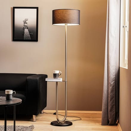 ONLI Vloerlamp Pongo met stoffen kap en legplank