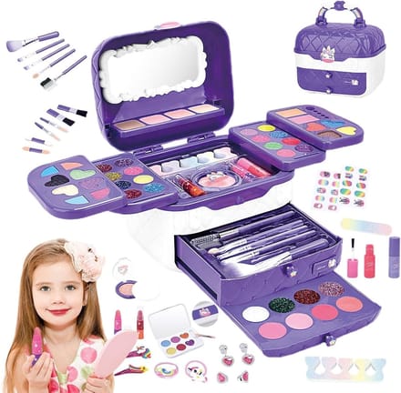 Kinder Make-up Speelgoed - Speel Make-up Set - Creatief Spelen - Wasbaar en Huidvriendelijk - 17 cm - Paars