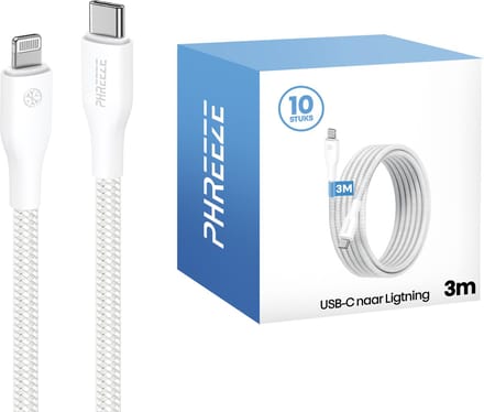 Multipack geschikt voor Lightning kabels 3m - 10 pack - Ideaal voor grootverbruikers, bezorgers & zakelijk