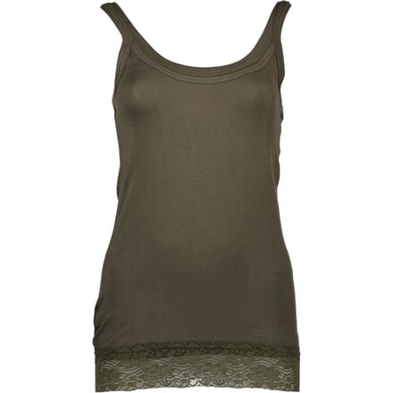 Kanten Rand Mouwloos T-shirt met Ronde Hals