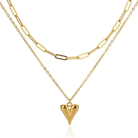 Ketting hartje - RVS - goudkleurig