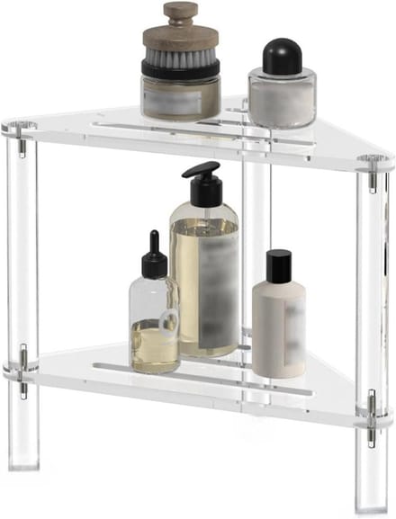Hoek Douchekruk - Badkamer Stoel - Veilig Douchen - Met Opbergplank - 30x31x31 cm - Transparant