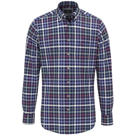 Fynch-Hatton Overhemd Colorful Poplin Check Button-Down Berry-Multi / male