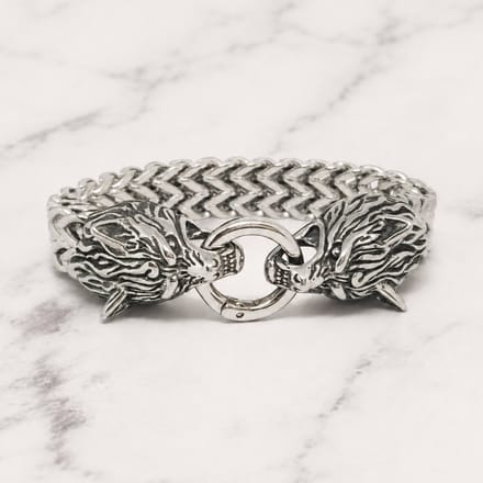 Mei's - Viking The Wolves - armband heren - wolf - RVS zilver - polsmaat 20 cm