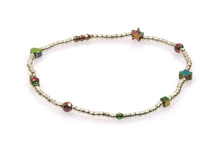 Heaven Eleven - dames - armband - 925 - Sterling - ZILVER - 1mm - hematiet kruis ster - hartje