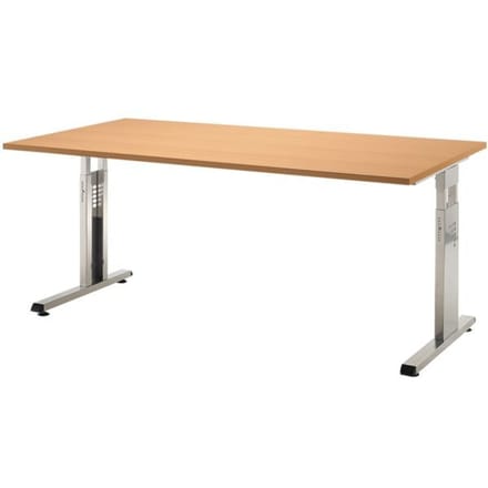 ULM-bureau, C-poot, rechthoekig, B 1600 x D 800 x H 650-850 mm, decor beuken