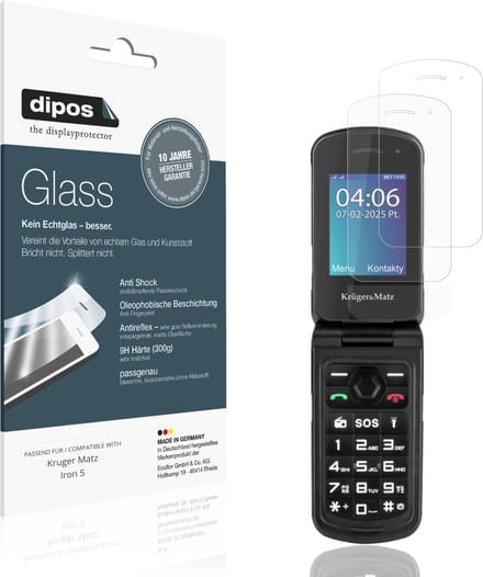 dipos – 2x Matte Pantserfolie geschikt voor Kruger Matz Iron 5 | 9H Screenprotector