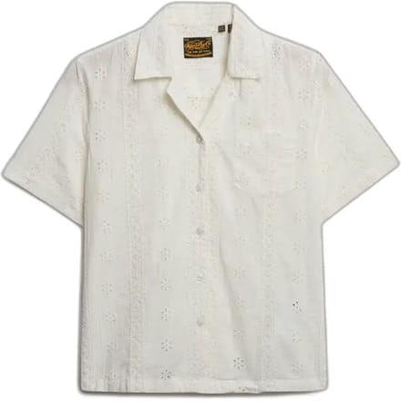 Superdry Heritage Broderie Overhemd Met Korte Mouwen Beige M Vrouw