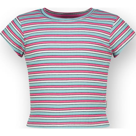 T-shirt Basic rib crop striped tee