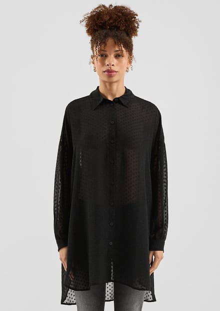 Lange lichtdoorlatende blouse dames QS