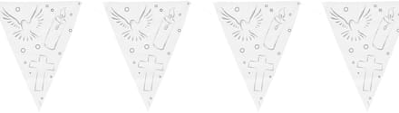 Folat Vlaggenlijn communie - 2x stuks - wit - 10 meter - plastic - 1e communie - feestartikelen