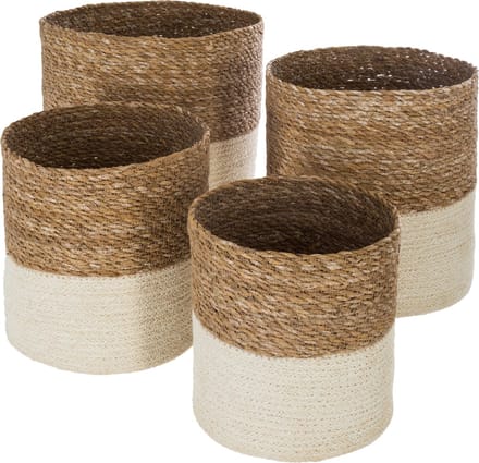 Atmosphera Manden set van 4 - Jute - Naturel - Opbergmanden - bloempot - 4 stuks