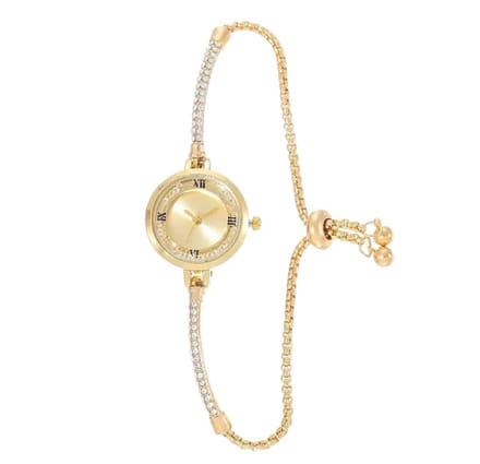 Dameshorloge - Als Gouden Armband - Goud en Diamonds - RVS