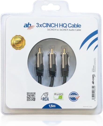AB-COM - Kabel CINCH 3x RCA - 3x RCA 1,5m  HQ hoogwaardige kabel