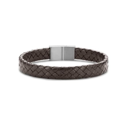 Frank 1967 bracelet dark brown braided leather 20cm ips