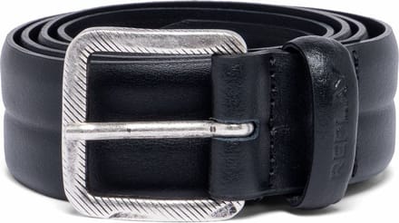 REPLAY Leren Riem Leather Belt W85 Black Zwart
