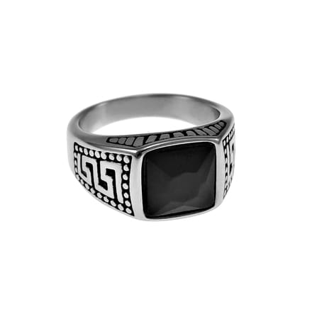 Zegelring - Ring Heren - Gepolijst RVS - Ring met Zirkonia-Steen