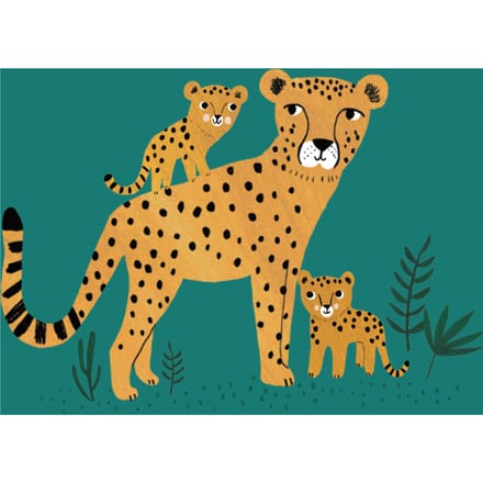 Petit Monkey ansichtkaart Cheetah and cubs