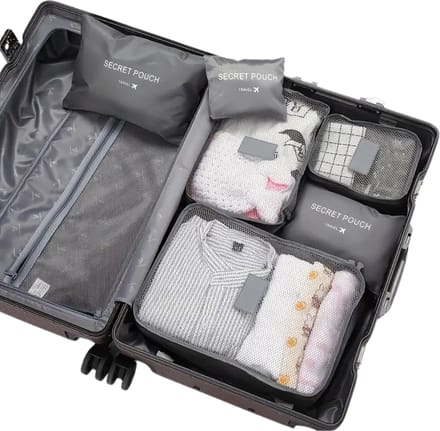 Livano Koffer Organizer Set - Packing Cubes - Compressie - Travel - Compression - Set - Grijs