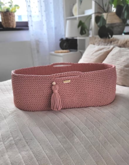 Mozesmand BOHO Handgemaakt katoen met matras - blush