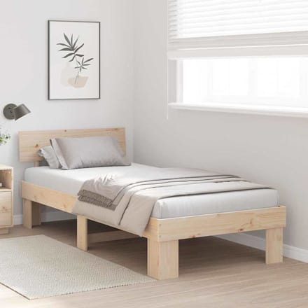 vidaXL - Bedframe - met - hoofdeinde - Naturel - 80 - x - 200 - cm - Massief - grenenhout