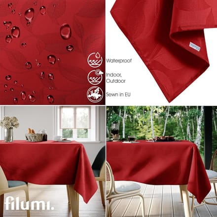 Tafelkleed - Textielkleed Tafel - Buiten Eten - Waterdichte Coating - 140 x 220 cm - Rood