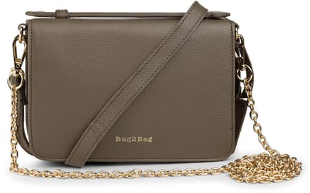 Bag2Bag Stoere Kleine Leren Schoudertas Berlin Stone met goudkleurige hardware