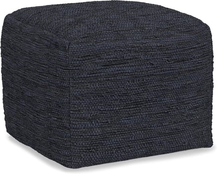 Vierkante Poef, Klein, Donkerblauw, Gevlochten
