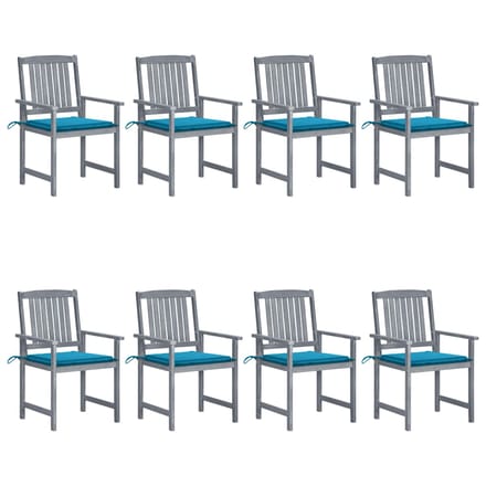 vidaXL - Tuinstoelen - 8 - st - met - kussens - massief - acaciahout - grijs
