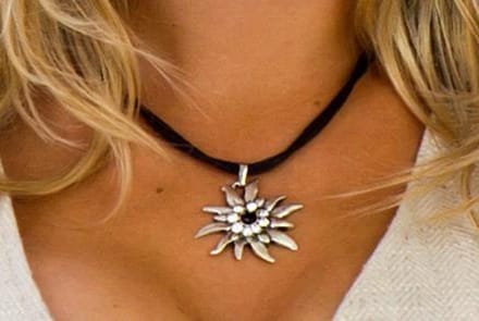 Haus Huberts Dirndl Ketting - Edelweiss hanger met strass steentjes