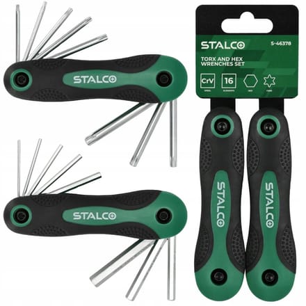 Stalco Opvouwbare Torx- en inbussleutelset - 16 onderdelen