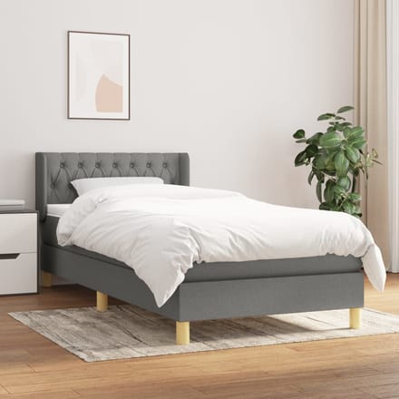 vidaXL - Boxspring - met - matras - stof - donkergrijs - 90x200 - cm