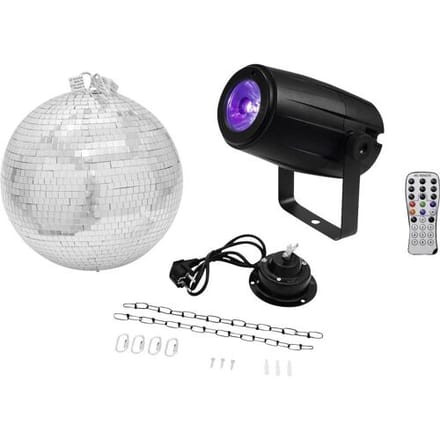 EUROLITE Discobal - Spiegelbol - Discobol 30cm with motor + LED PST-5 QCL Spot bk