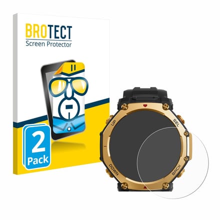 BROTECT - Screenprotector voor Huami Amazfit T-Rex 3 Pro (48 mm) - Folie Beschermfolie transparant 2 Stuks