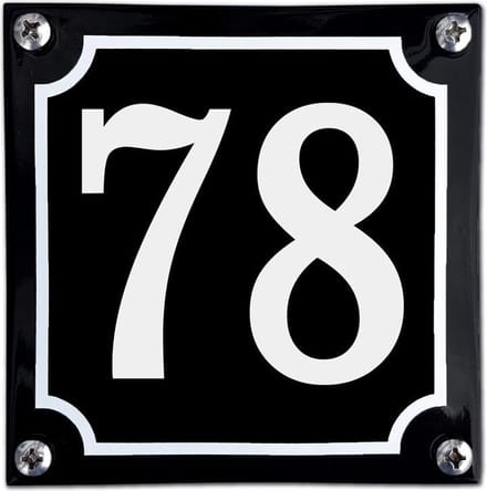 Zwart emaille huisnummer  - 78