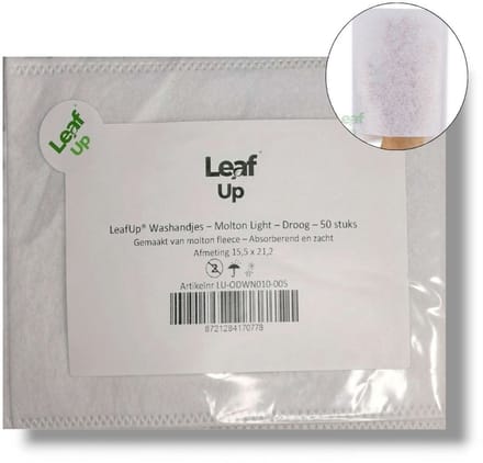 LeafUp® Wegwerp Washandjes – Molton Light – Droog – 50 stuks (B)