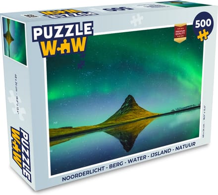 Puzzel Noorderlicht - Berg - Water - IJsland - Natuur - Legpuzzel - Puzzel 500 stukjes