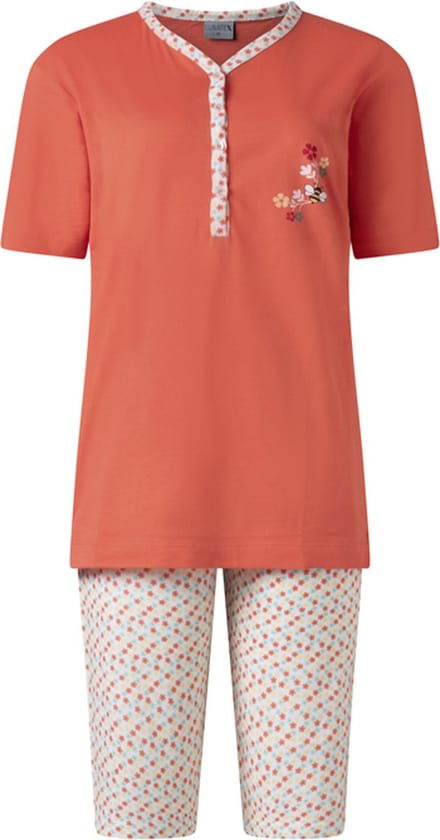 Lunatex - dames shortama 124220 - zomer pyjama - rood - maat L