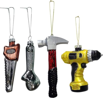 IKO kersthangers/kerstornamenten - gereedschap - 4x stuks - glas