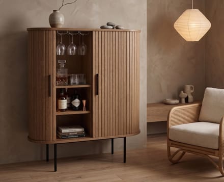 Wijnkast Nola eikenhout - Bruin - 100x40x118 cm