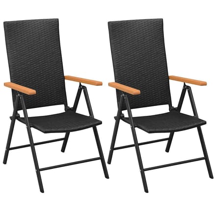 vidaXL - Stapelbare - klapstoelen - (2 - stuks) - van - zwart - polyrotan