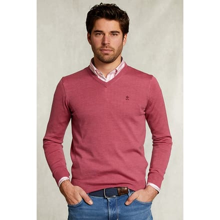 River Woods Custom Fit Merino V-neck Pullover Amaranth Mix Pink Taglia: S | Maglioni a maglia Outlet | Uomo | Rosa