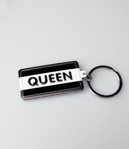 Paper Dreams Sleutelhanger Queen 13,5 X 4,5 Cm Staal Zwart/wit
