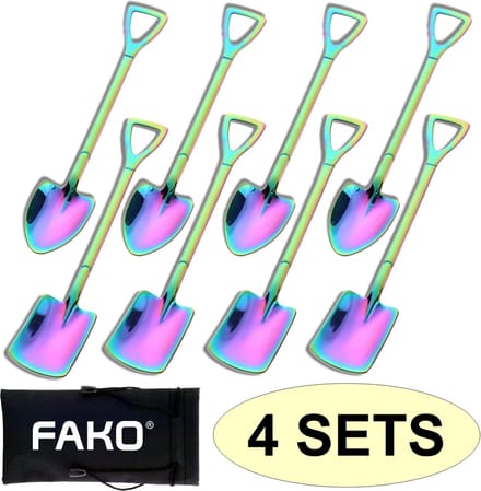 Fako Bijoux® - Dessert Bestek - Schep & Schop - Lepel Set - 15cm - Regenboog - 4 Sets