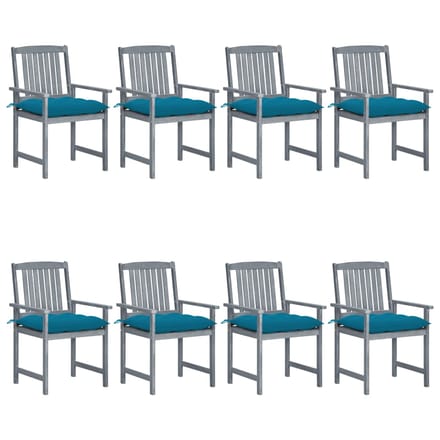 vidaXL - Tuinstoelen - 8 - st - met - kussens - massief - acaciahout - grijs