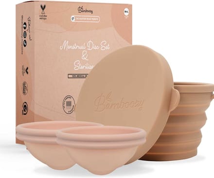 Bamboozy Menstruatie Disc Starter Set - 2 Period Discs (M+L) - Sterilizer - Opbergzakje
