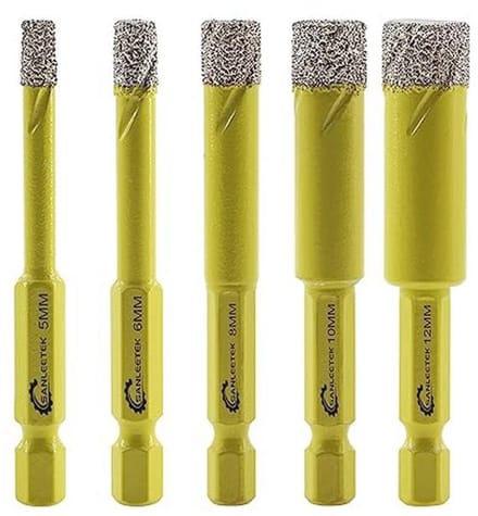 Diamantboren Set - Tegelboren - Precisie Boren - Geïntegreerd Koelmiddel - 5 Stuks 5-12mm - Zilver