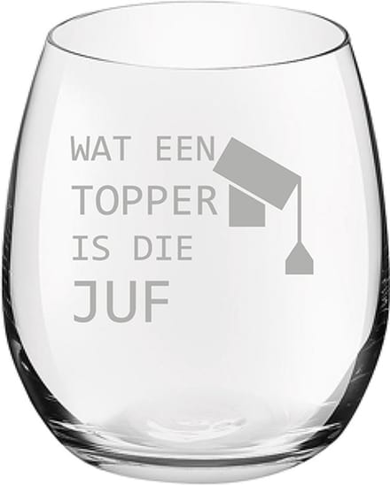 Gegraveerde Drinkglas 39cl Wat een topper is die juf