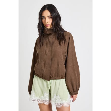 boohoo Dames Chiffon Shorts Met Kanten Bies | Pistache | Maat: 44